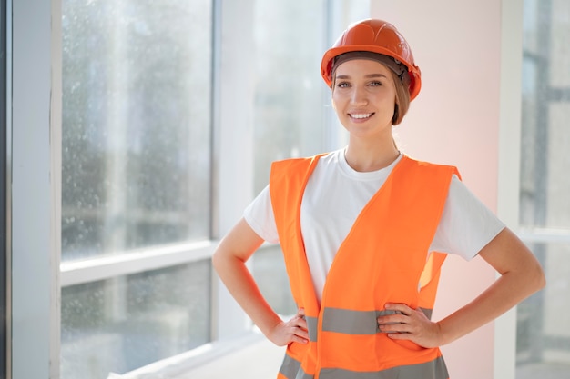 Trabajador de la construcción y la construcción en el sitio.