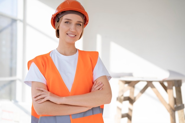 Trabajador de la construcción y la construcción en el sitio.