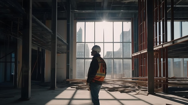 Foto gratuita trabajador de la construcción en papel tapiz de sombrero