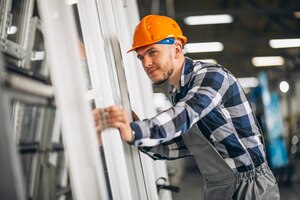 Foto gratis trabajador de sexo masculino en una fábrica