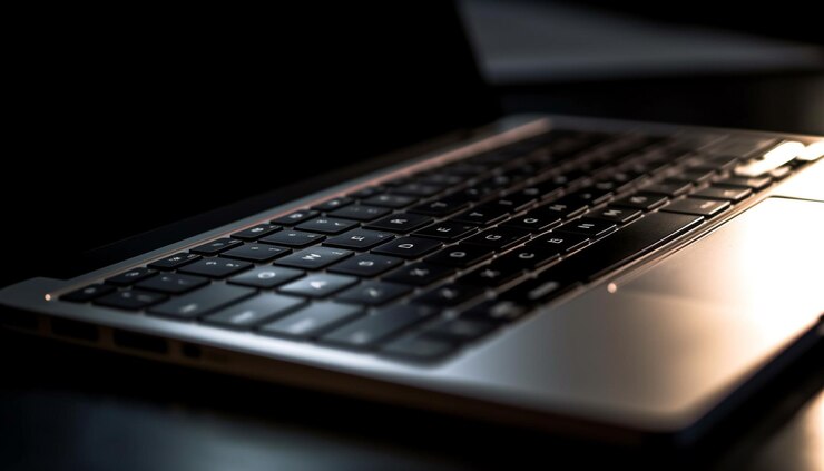 Foto gratuito trabajar tarde en la noche en una computadora portátil moderna generada por ia
