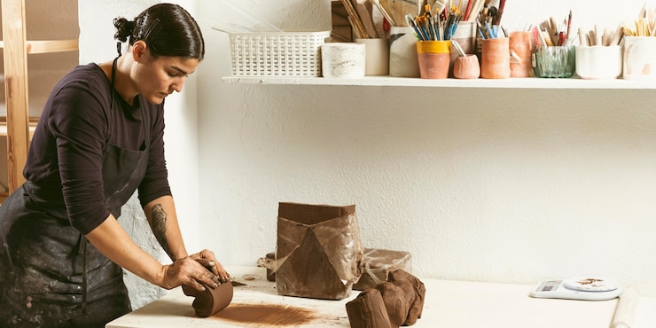 Foto gratuito trabajo artesanal profesional en el taller
