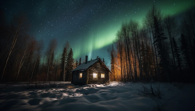Foto gratuita tranquila noche de invierno iluminada por un rastro estelar y la vía láctea generada por ia