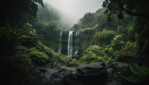 Foto gratuita tranquilo paisaje de agua que fluye a través de un barranco rocoso generado por ia