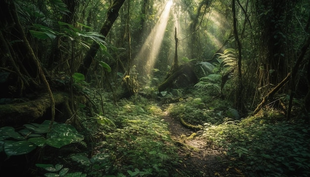 El tranquilo sendero del bosque conduce a una misteriosa aventura generada por IA