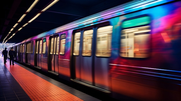 Tren subterráneo de la ciudad de Nueva York en movimiento