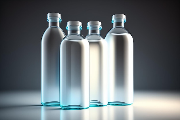 Tres botellas de agua vacías sobre un fondo oscuro