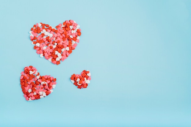 Tres formas de corazón de corazones pequeños