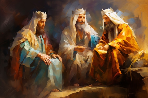 Tres hombres con coronas