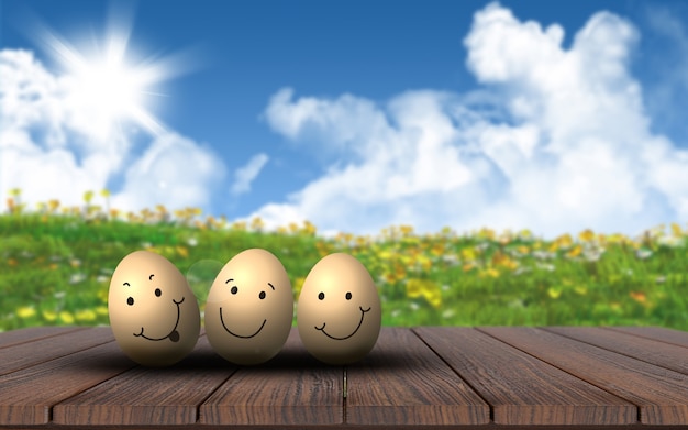Tres huevos dorados felices