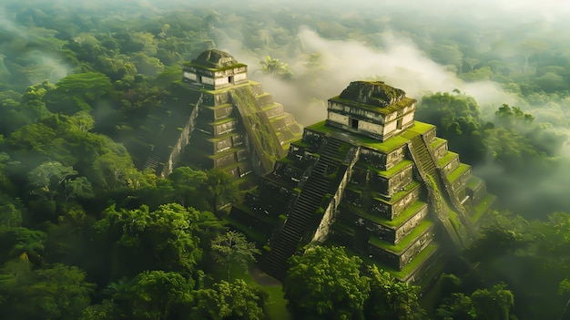 Foto gratuita tres pirámides en la selva amazónica