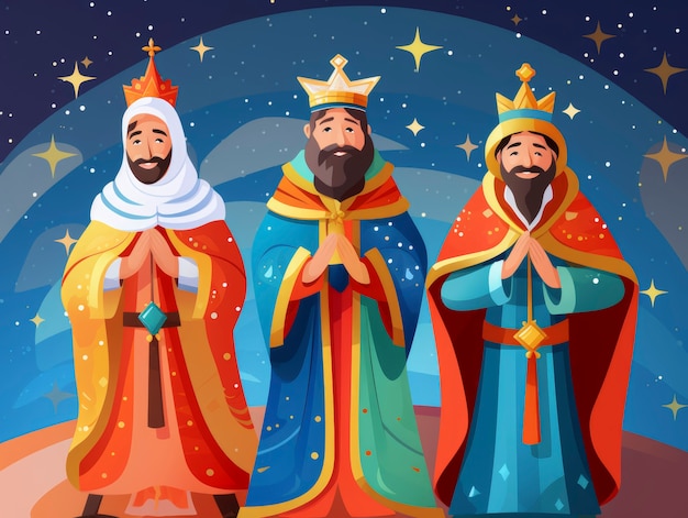 Foto gratuita tres reyes con coronas