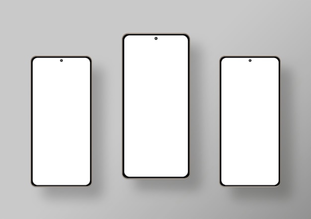 Tres teléfonos inteligentes en fondo gris