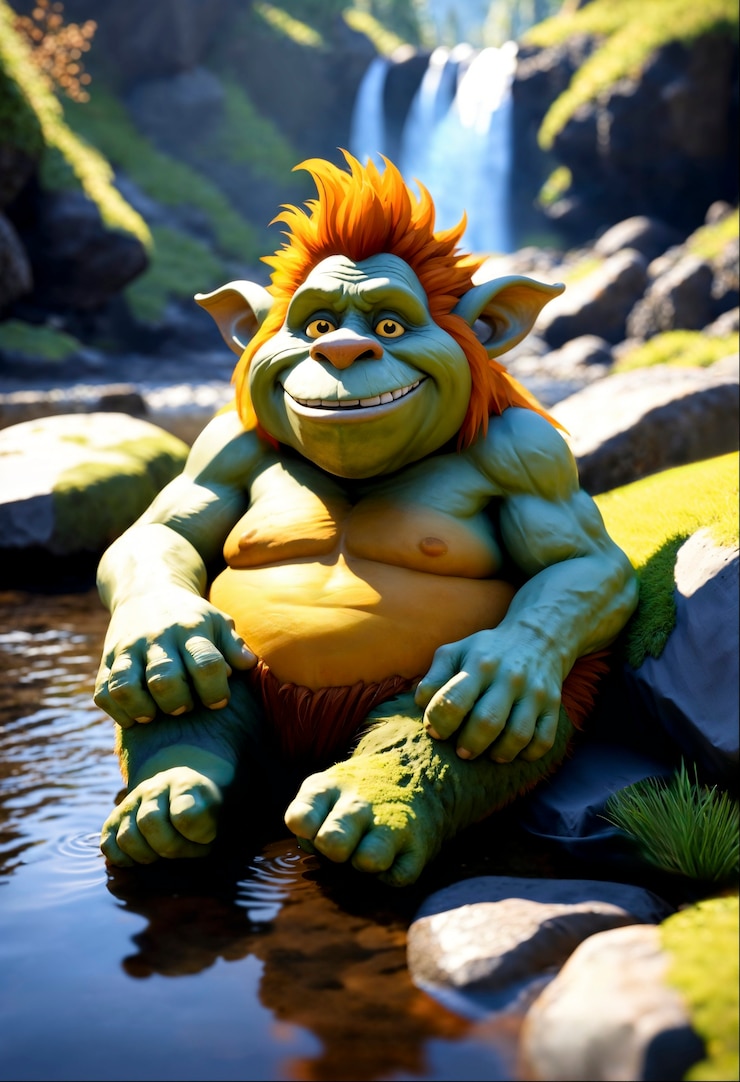 Foto gratuito un troll de fantasía en un entorno hermoso