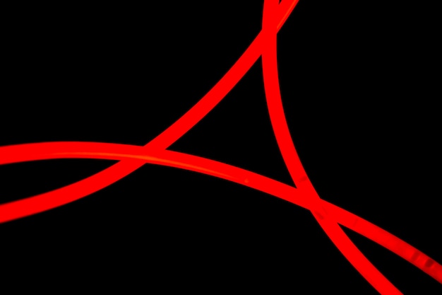 Tubo de luz roja 3D sobre fondo negro