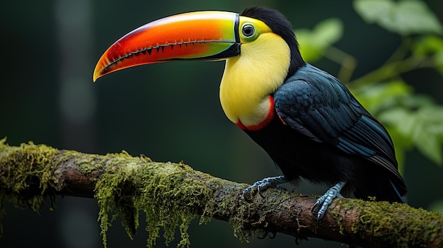 Foto gratuita tucán sentado en una rama en la selva tropical de costa rica