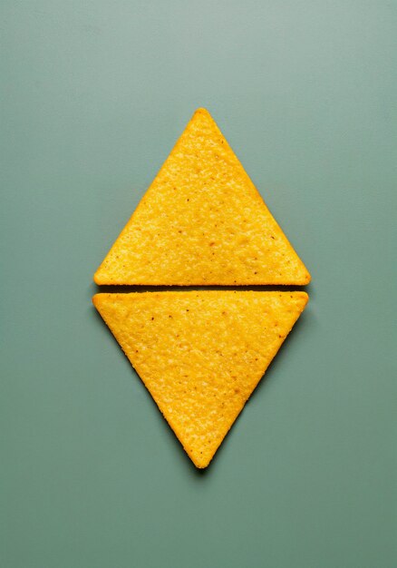 Two tortilla chips in a diamond shape