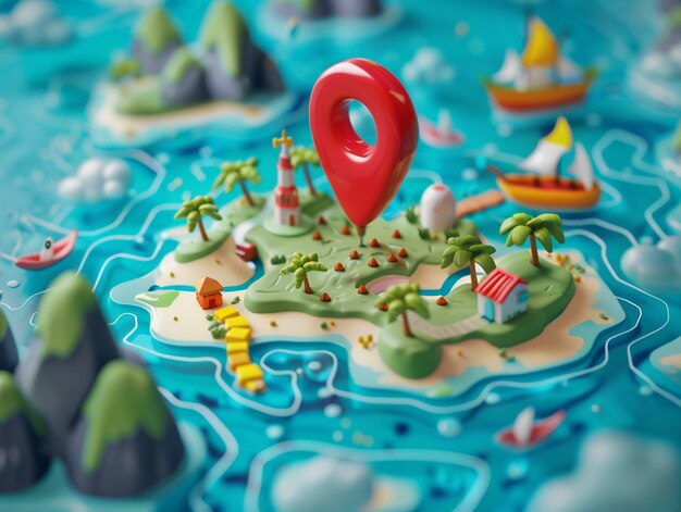 Ubicación del alfiler de dibujos animados en 3D