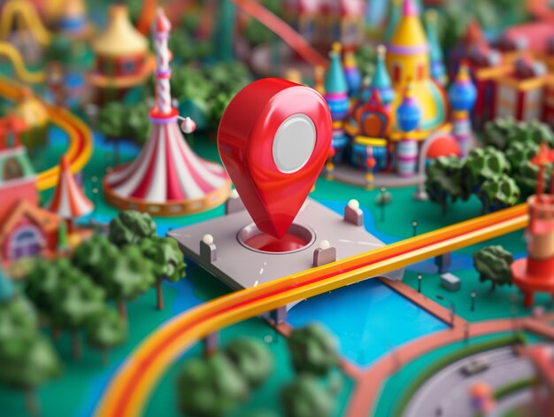 Ubicación del alfiler de dibujos animados en 3D
