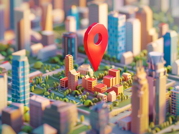 Ubicación del alfiler de dibujos animados en 3D