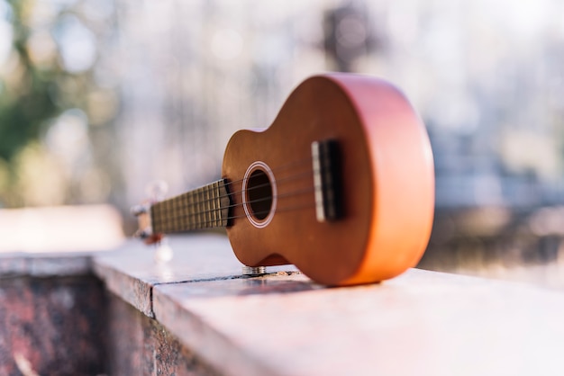 Ukelele sobre un muro