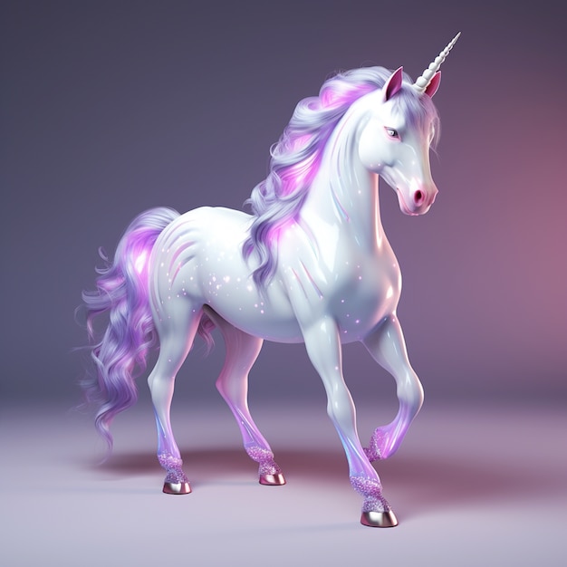 Foto gratuita unicornio 3d con colores de tono rosa.