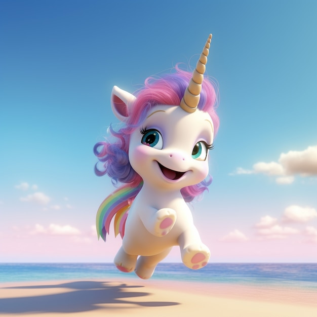 Unicornio animado en 3D para niños.