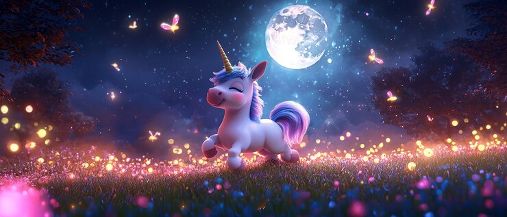 Foto gratuito unicornio de dibujos animados en 3d