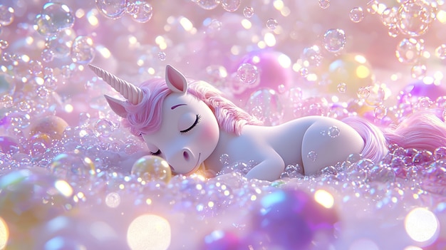 Unicornio de dibujos animados en 3D