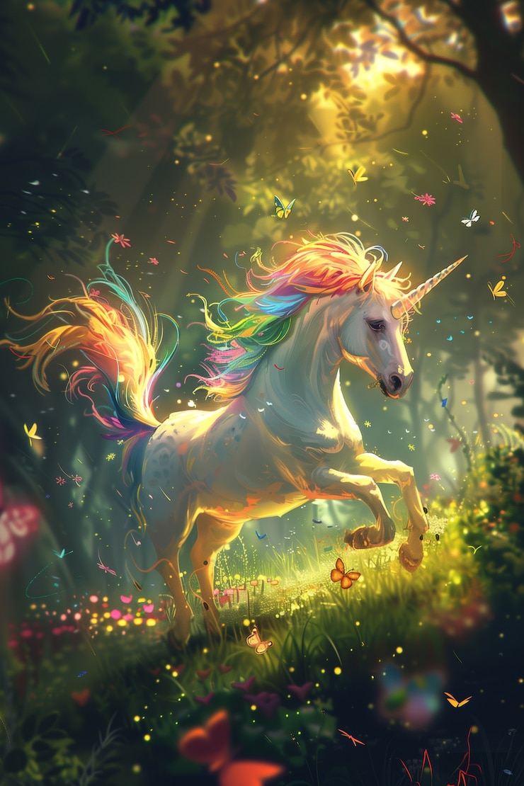Foto gratuito unicornio de fantasía con estilo de arte digital