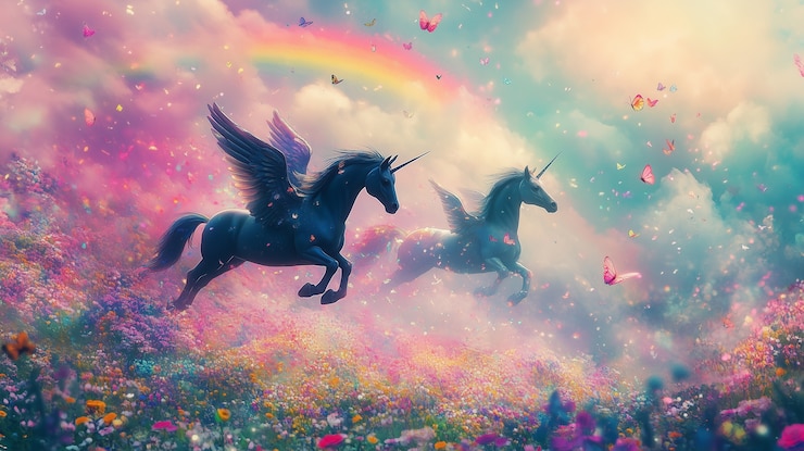 Foto gratuito unicornio de fantasía con estilo de arte digital