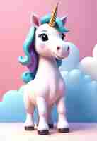 Foto gratuita unicornio lindo en 3d