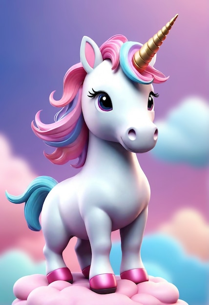 Foto gratuita unicornio lindo en 3d