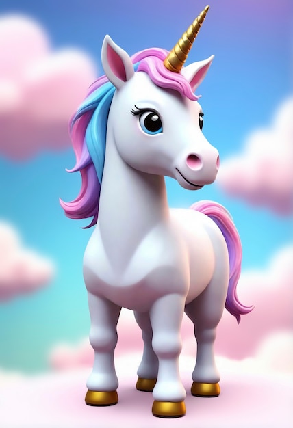 Foto gratuita unicornio lindo en 3d