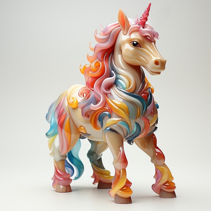 Foto gratuito unicornio mítico 3d colorido
