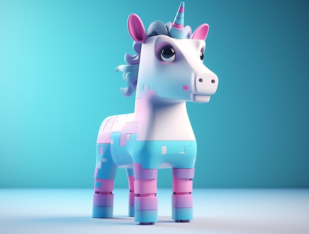 Foto gratuita unicornio mítico 3d en estilo geométrico.