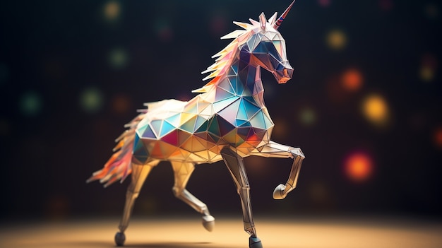 Foto gratuita unicornio mítico 3d con estilo poli.