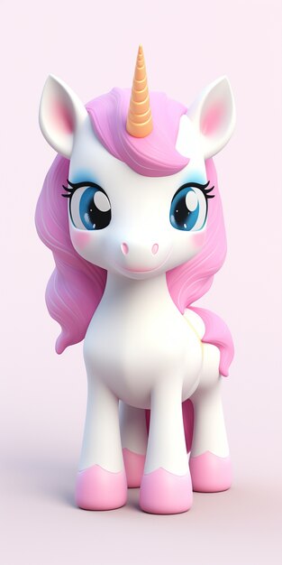 Unicornio mítico 3d para niños estilo figura