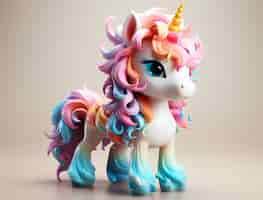 Foto gratuita unicornio mítico 3d para niños estilo figura