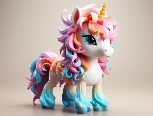 Unicornio mítico 3d para niños estilo figura