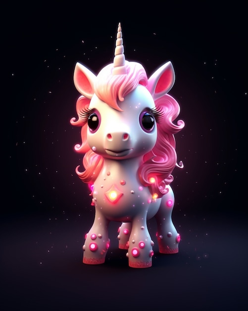 Foto gratuita unicornio mítico 3d para niños estilo figura