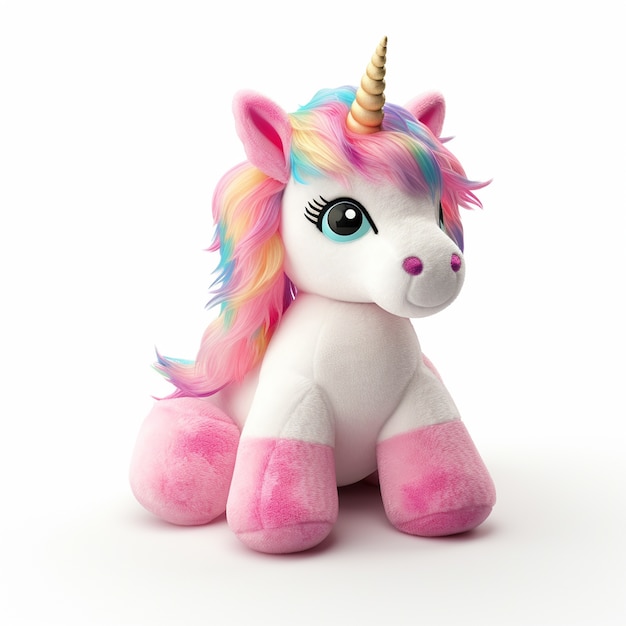 Foto gratuita unicornio de peluche infantil 3d.