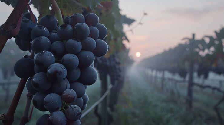 Foto gratuito uvas rojas en el viñedo al estilo cinematográfico