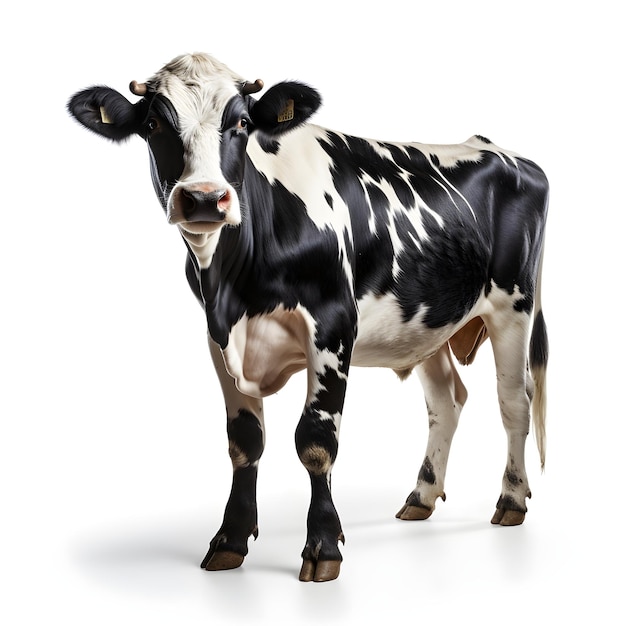 Foto gratuita vaca holstein sobre fondo blanco.