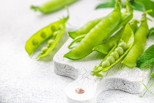 Vainas de guisantes verdes