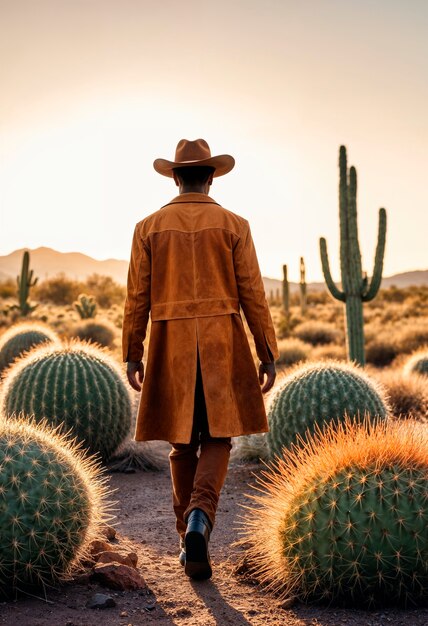 Un vaquero en un entorno fotorrealista