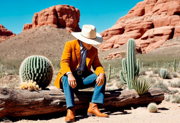 Foto gratuita un vaquero en un entorno fotorrealista