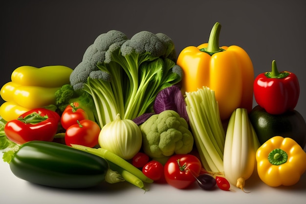 Una variedad de verduras están sobre una mesa.