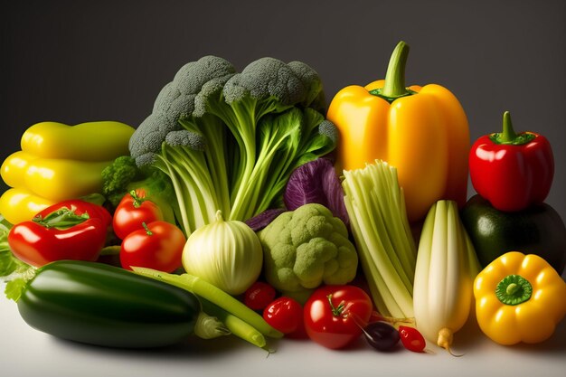 Una variedad de verduras están sobre una mesa.