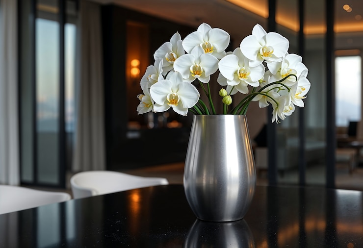 Foto gratuito vaso de flores en el interior moderno